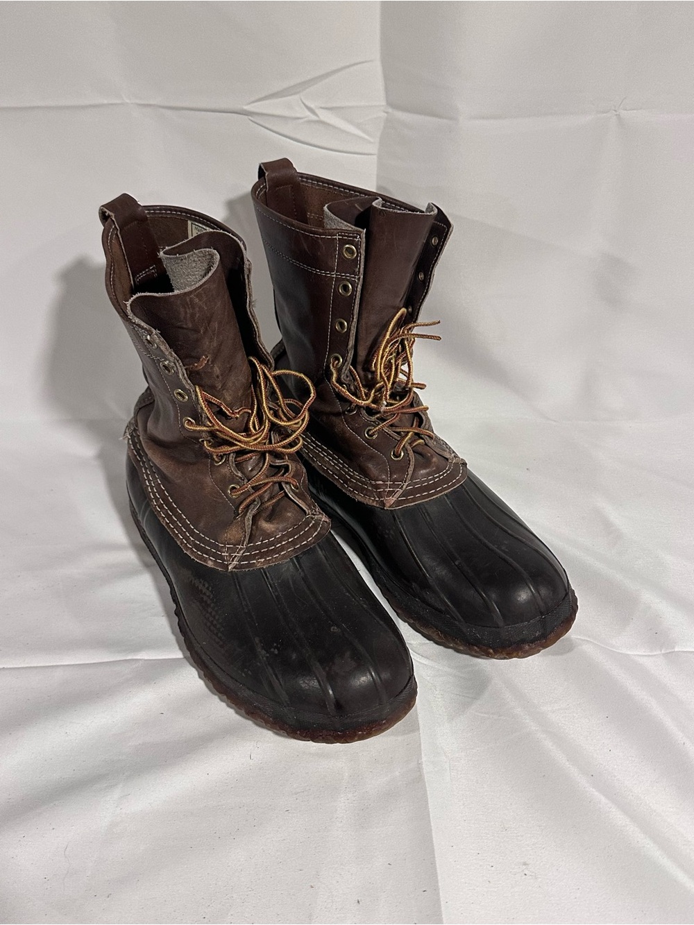 L.L. Bean Dark Brown Leather and Black Rubber Waterproof Duck Boots